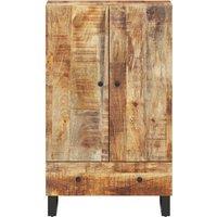 Berkfield Home Highboard with Drawer 60x33x100 cm Solid Wood Mango&Iron in Brown | Size: 60 x 33 x 100 cm