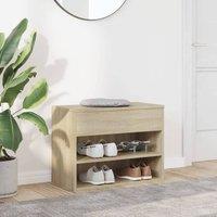 Berkfield Home Shoe Bench Sonoma Oak 60x30x45 cm Engineered Wood in Light Tan | Size: 60 x 30 x 45 cm