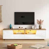 Merax Modern White & Oak LED TV Unit with Drawers for TVs up to 65/75 Inch