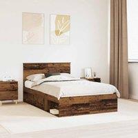Berkfield Home Bed Frame with Headboard Old Wood 120 x 200 cm Solid Pine Wood in Brown