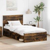 Berkfield Home Bed Frame Smoked Oak 100 x 200 cm Solid Pine Wood in Brown