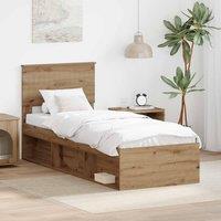 Berkfield Home Bed Frame Artisian Oak 75 x 190 cm Solid Pine Wood in Brown