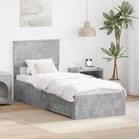 Berkfield Home Bed Frame Concrete Grey & Silver 70 x 190 cm Engineered Wood