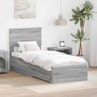 Berkfield Home Bed Frame Grey Sonoma & Silver 75 x 190 cm Engineered Wood