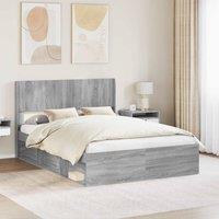 Berkfield Home Bed Frame with Storage & Headboard Grey Sonoma 150 x 200 cm