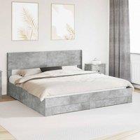 Berkfield Home Bed Frame with Storage & Headboard Concrete Grey