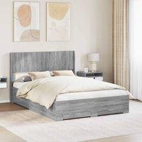 Berkfield Home Bed Frame with Storage & Headboard Grey Sonoma 140 x 190 cm