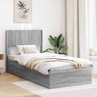 Berkfield Home Bed Frame with Storage & Headboard Grey Sonoma 75 x 190 cm