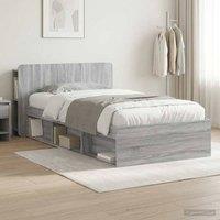 Berkfield Home Bed Frame with Storage Grey Sonoma 75 x 190 cm Engineered Wood