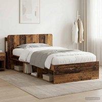 Berkfield Home Bed Frame with Storage Old Wood 75 x 190 cm Engineered Wood in Brown