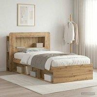 Berkfield Home Bed Frame with Storage Artisan Oak 90 x 200 cm Engineered Wood in Brown