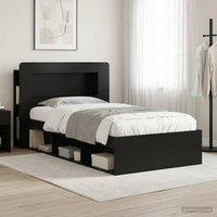 Berkfield Home Bed Frame with Storage Black 90 x 200 cm Engineered Wood