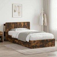 Berkfield Home Bed Frame with Storage Smoked Oak 90 x 190 cm Engineered Wood in Brown