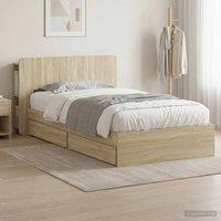 Berkfield Home Bed Frame with Storage Sonoma Oak 90 x 190 cm Engineered Wood in Brown