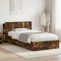Berkfield Home Bed Frame with Storage Smoked Oak 100 x 200 cm Engineered Wood in Brown