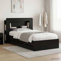 Berkfield Home Bed Frame with Storage Black 75 x 190 cm Engineered Wood