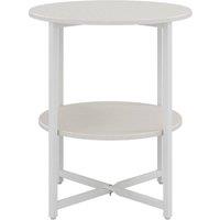 KORVIXA Round Side Table 2-Tier Coffee End Table Nightstand Shelf Rack in White | Size: 0.6m2