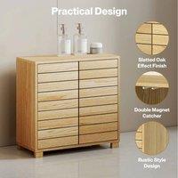FORGEVIO Oak Wide Freestanding Bathroom Cabinet Adjustable Shelves in Light Oak