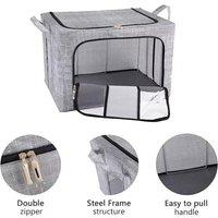 KORVIXA 3-Pack 66L Foldable Storage Box Thick Fabric & Steel Frame in Grey | Size: 500mm