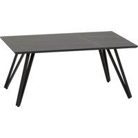 FORGEVIO Marble Effect Coffee Table Metal Legs Living Room Furniture in Black