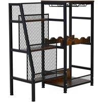 FORGEVIO Corner Wine Rack Rustic Storage Cabinet Bar Drinks Display Shelf