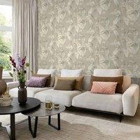 Havendro Boho Palm Leaf Textured Wallpaper Neutral in Beige