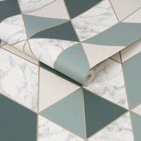 Havendro Dark Green Geometric Marble Wallpaper