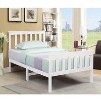 FLAVORA 3FT Single Bed Only Solid Shaker Style in White | Size: Cot