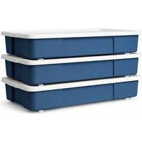 FLAVORA 3x 47L Blue Underbed Storage Box | Size: 500mm
