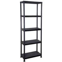 FLAVORA 5 Tier Plastic Shelving Home Storage Unit Shelves in Black | Size: 500mm