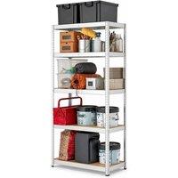 FLAVORA Pack of 1-5 Tier Racking Heavy Duty Garage Shelving in Silver | Size: 500mm