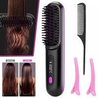 FLAVORA Cordless Hair Straightener Brush in Black | Size: 1000ml