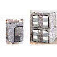 FLAVORA Set of 3 Large Foldable Fabric Storage Boxes in Grey | Size: 500mm