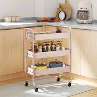 EONLION Pink 3-Tier Storage Trolley | Size: 100 cm