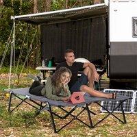 EONLION Grey Double Camping Folding Cot Outdoor