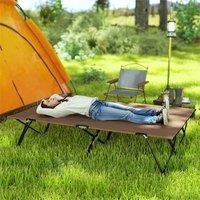 EONLION Khaki Double Camping Folding Cot Outdoor in Brown