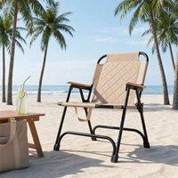 EONLION High Backrest Folding Camping Chair in Beige
