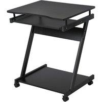 FORGEVIO Computer Desk with 4 Moving Wheels Sliding Keyboard Tray Black