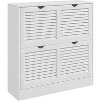 FORGEVIO Narrow Shoe Cabinet with Adjustable Shelves for 16 Pairs of Shoes in White