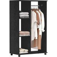 FORGEVIO Wardrobe on Wheels, With Rods & Shelves, Clothe Shoes Rack Black