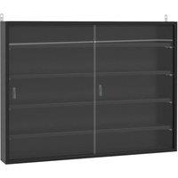 FORGEVIO 5-Tier Wall Mounted Cabinet Display Shelf Unit w Adjustable Shelves in Black