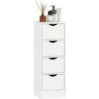 FORGEVIO Freestanding Narrow Bathroom Cabinet with 4 Drawers, White