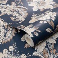 Havendro Floral Feature Wallpaper in Blue