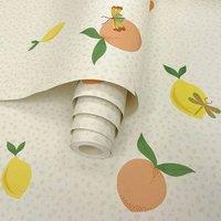 Havendro Tutti Fruity Cream Orange Wallpaper in Beige