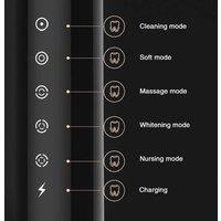 VOGREX Black Rechargeable Sonic Electric Toothbrush 6 Modes & 8 Brush Heads