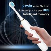 VOGREX White Rechargeable Sonic Electric Toothbrush 6 Modes & 8 Brush Heads