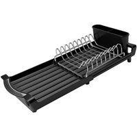 VOGREX Expandable Stainless Steel Dish Rack Detachable Drip Tray in Black