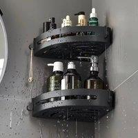 VOGREX Suction Cup Corner Shower Shelf Wall Mount Shampoo Storage Rack in Black