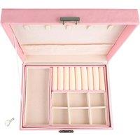 VOGREX Pink Leather Jewellery Organiser Tray Ring Earring Storage Case UK