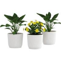 Kelvenix Set of 3 Round Plant Pots Outdoor in White | Size: 100g